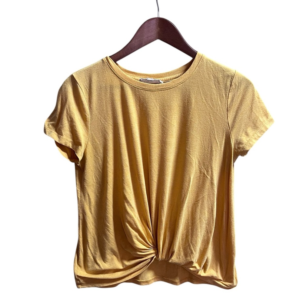 Yellow Tie-Front Short Sleeve Top Size M | Casual Everyday Essential